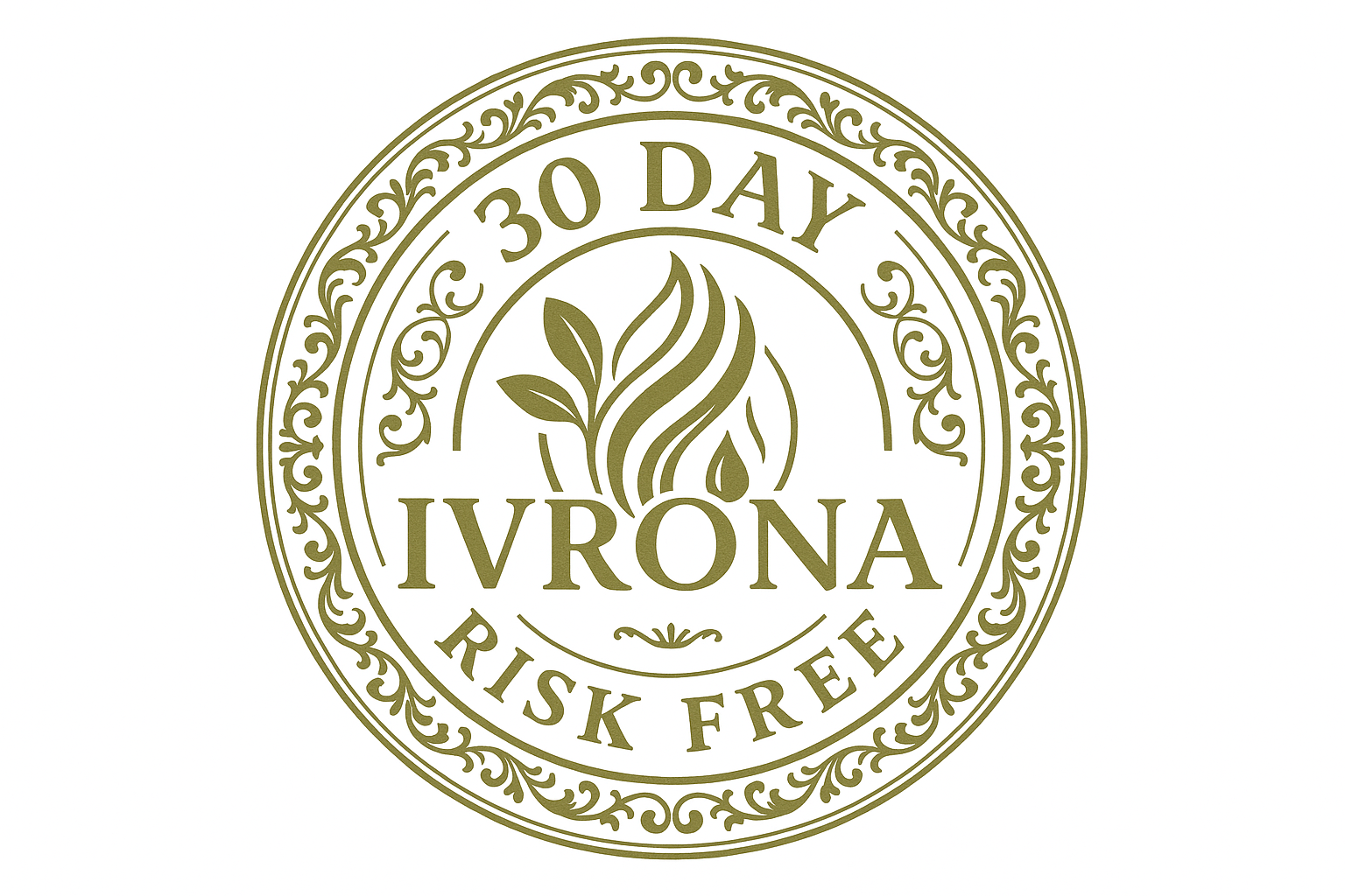 30 Day Risk Free Guarantee Badge with Ivrona Symbol